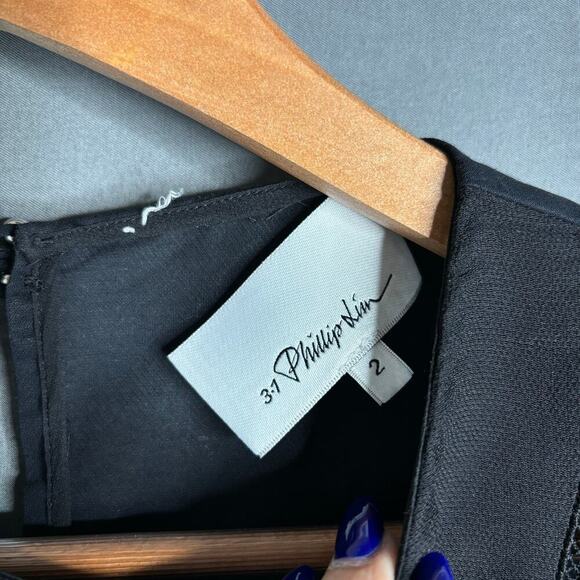 3.1 Phillip Lim Silk Blend Blouse Black Size 2 - Picture 3 of 4